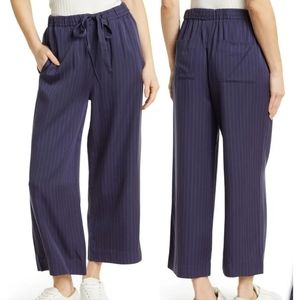 Marine Layer The Aly Wide Leg Pant Navy Stripe Size Medium